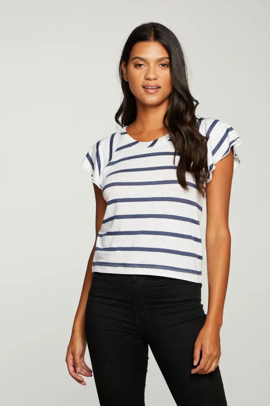 Linen Jersey Cropped Flutter Sleeve Raglan Tee sold by Chaser