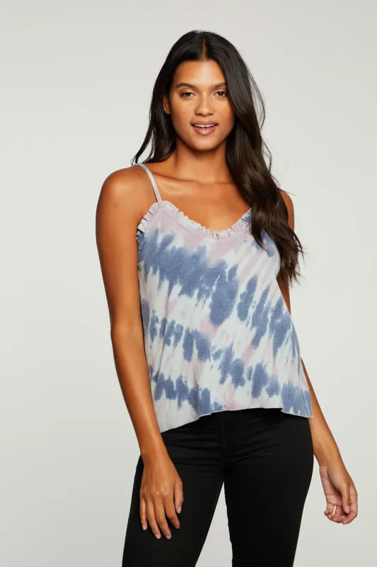 Vintage Rib Double V Ruffle Cami sold by Chaser