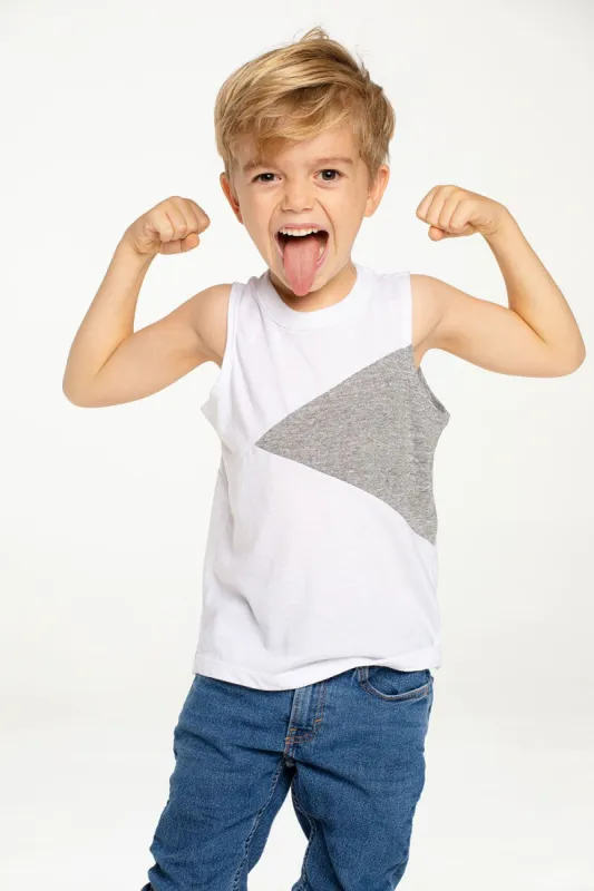 Boys Recycled Blocked Jersey Blocked Muscle Tank sold by Chaser