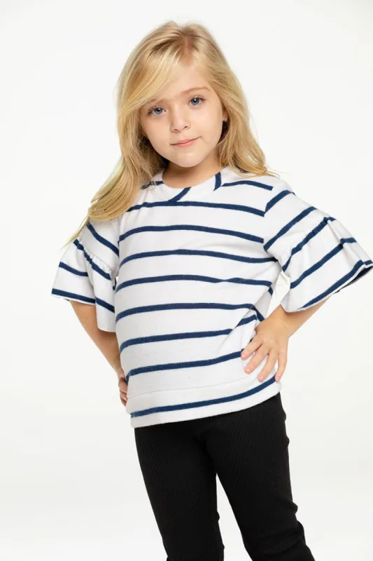 Girls Recycled Bliss Knit Peplum Sleeve Pullover sold by Chaser