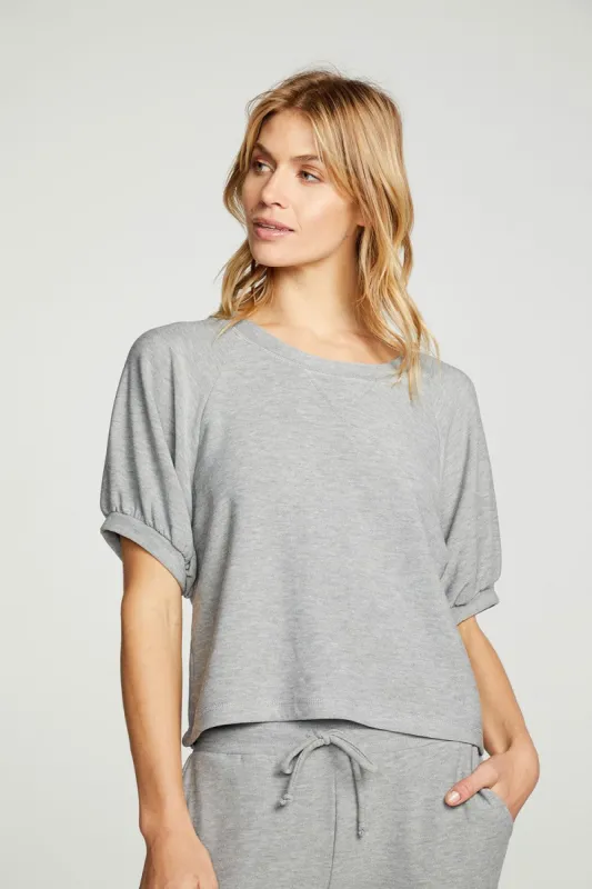 Recycled Cozy Knit Blouson Short Sleeve Raglan Pullover sold by Chaser