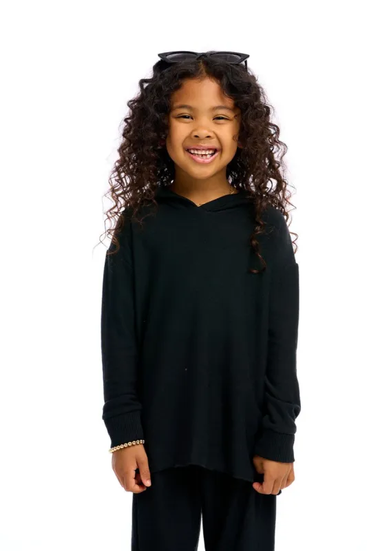 Girls Recycled Cozy Knit High Low Pullover Hoodie sold by Chaser