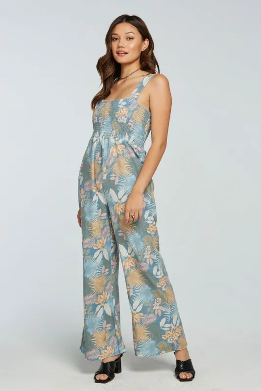 Terry Cloth Smocked Wide Leg Jumpsuit sold by Chaser