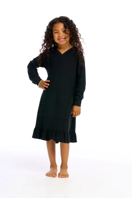 Cozy Knit Long Sleeve Hooded Ruffle Hem Dress sold by Chaser