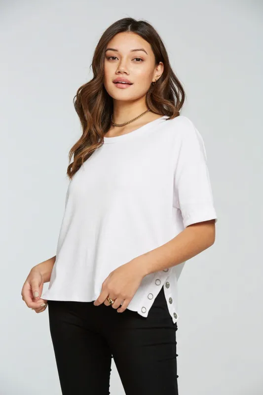 Vintage Rib Snap Side Rolled Short Sleeve Tee sold by Chaser