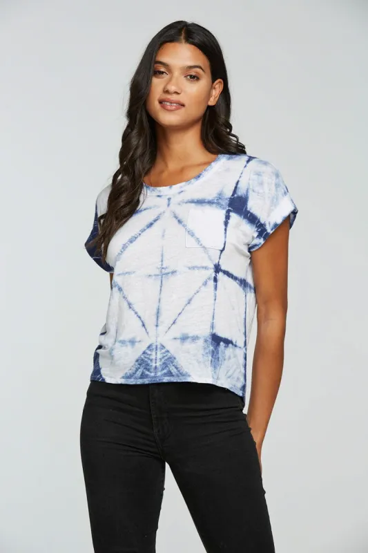 Linen Jersey Rolled Short Sleeve Hi Lo Pocket Tee sold by Chaser