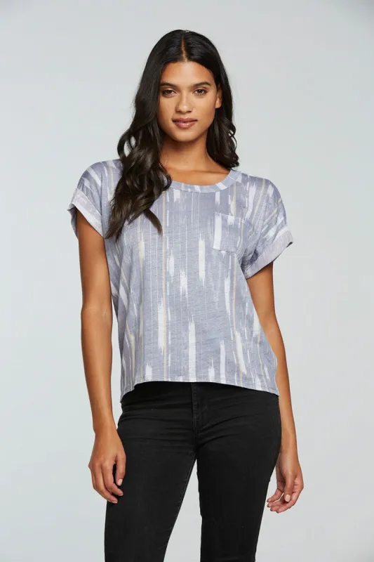 Linen Jersey Rolled Short Sleeve Hi Lo Pocket Tee sold by Chaser