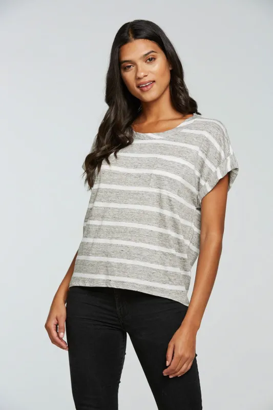Linen Jersey Rolled Short Sleeve Hi Lo Pocket Tee sold by Chaser