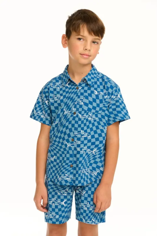 Boy's Checkered Shark Collared Button Down Shirt sold by Chaser