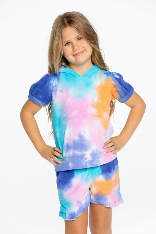 Girls Terry Cloth Hooded Puff Sleeve Pullover sold by Chaser