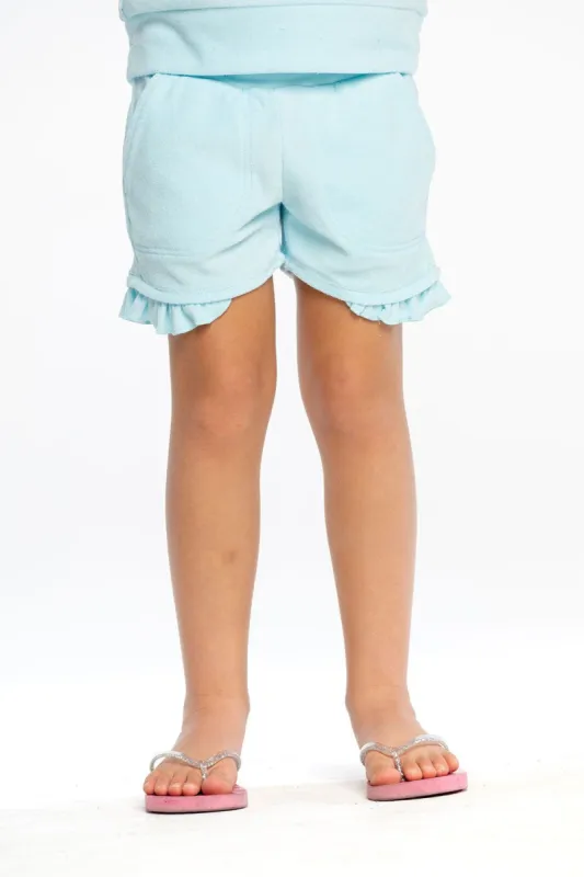 Girls Terry Cloth Ruffle Shorts sold by Chaser