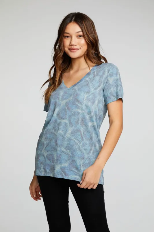 Recycled Vintage Jersey Short Sleeve Deep V Hi Lo Tee sold by Chaser