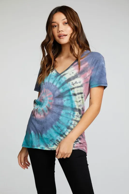 Recycled Vintage Jersey Short Sleeve Deep V Hi Lo Tee sold by Chaser