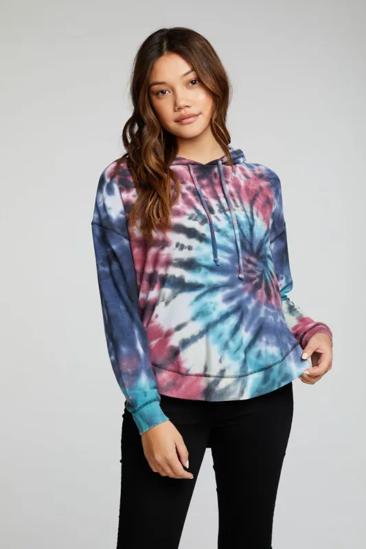 Recycled Cozy Knit Long Sleeve Drop Shoulder Hi Lo Shirttail Hoodie sold by Chaser