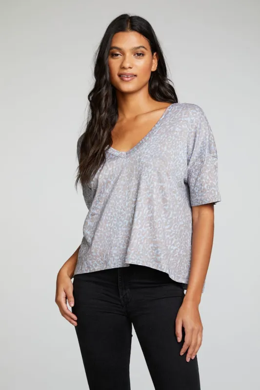 Linen Jersey Boxy Drop Shoulder Oversized Double V Neck Short Sleeve sold by Chaser