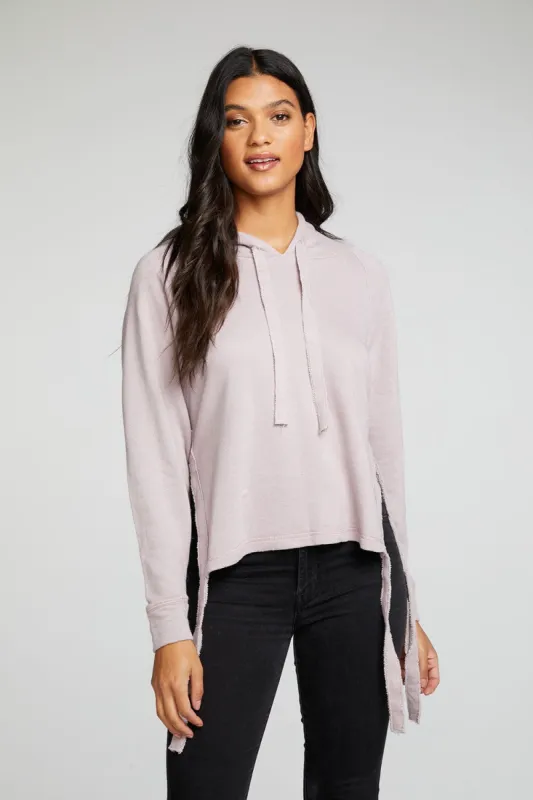 Linen French Terry Long Sleeve Side Tie Batwing Pullover Hoodie sold by Chaser