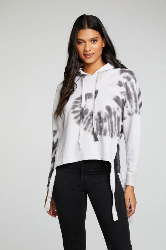Linen French Terry Long Sleeve Side Tie Batwing Pullover Hoodie sold by Chaser