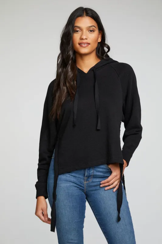 Linen French Terry Long Sleeve Side Tie Batwing Pullover Hoodie sold by Chaser