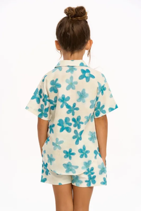 Blue Watercolor Floral Shorts sold by Chaser