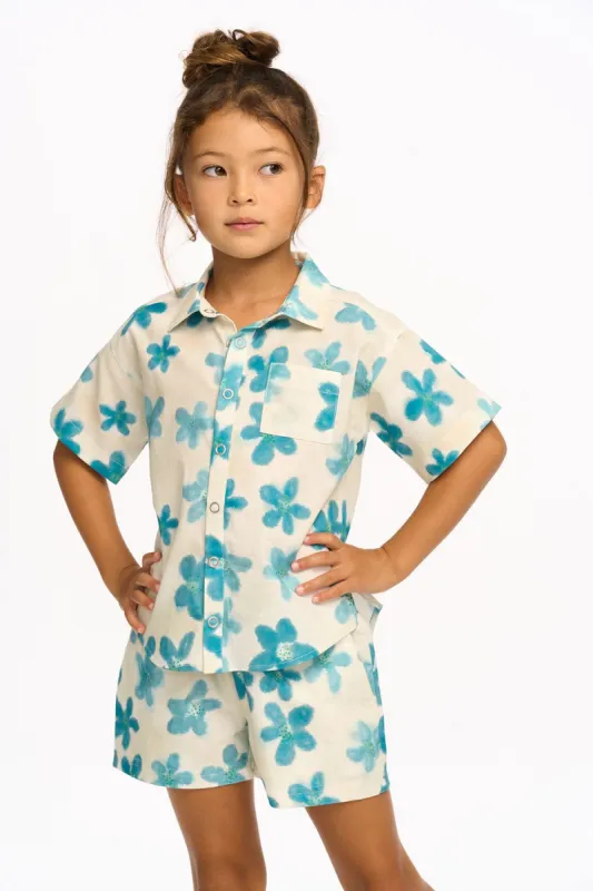 Blue Watercolor Floral Shirt sold by Chaser