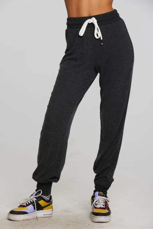 Recycled Bliss Knit Joggers with Rib Detail and Shoestring Tie sold by Chaser