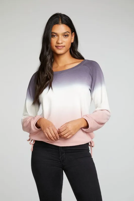 Slub French Terry Blouson Sleeve Side Tie Raglan Pullover sold by Chaser