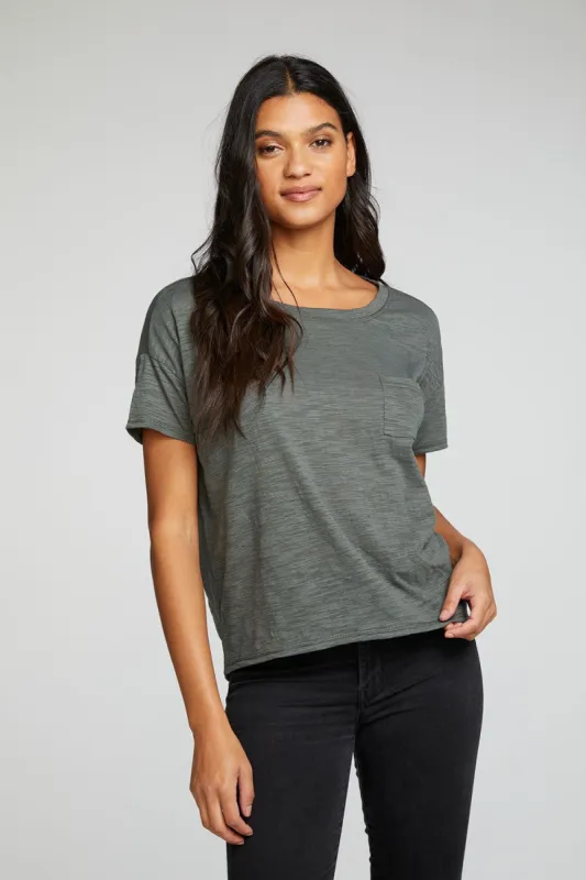 Slub Jersey Boxy Short Sleeve Drop Shoulder Pocket Tee sold by Chaser