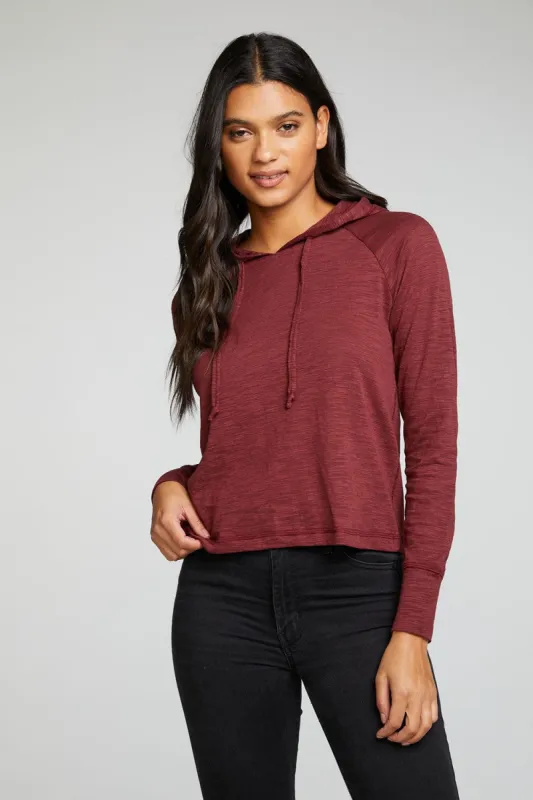 Slub Jersey Long Sleeve Extended Cuff Raglan Pullover Hoodie sold by Chaser