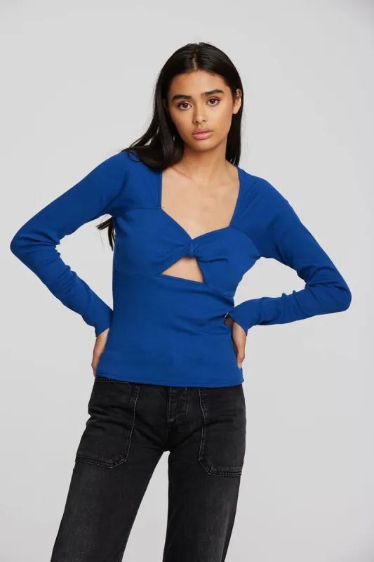 Recycled Vintage Rib Long Sleeve Top with Twist Detail sold by Chaser