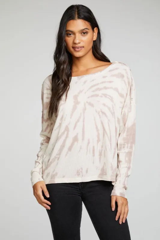 Heritage Waffle Long Sleeve Snap Drop Shoulder Tee sold by Chaser