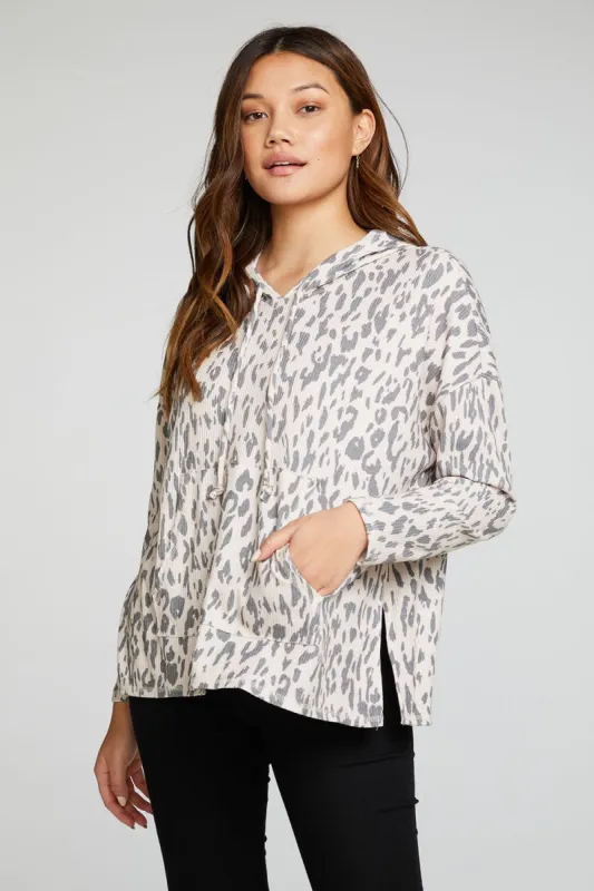 Recycled Love Rib Long Sleeve Drop Shoulder Slit Side Pullover Hoodie sold by Chaser