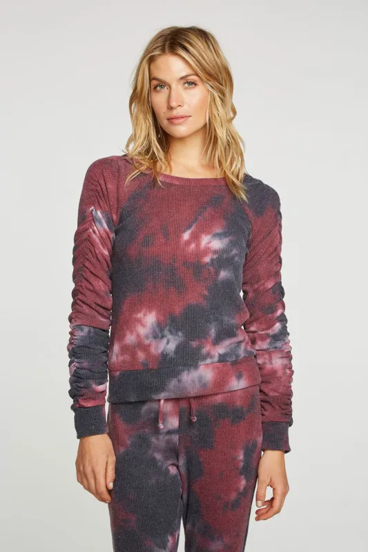 Recycled Love Rib Shirred Long Sleeve Raglan Pullover made by Chaser