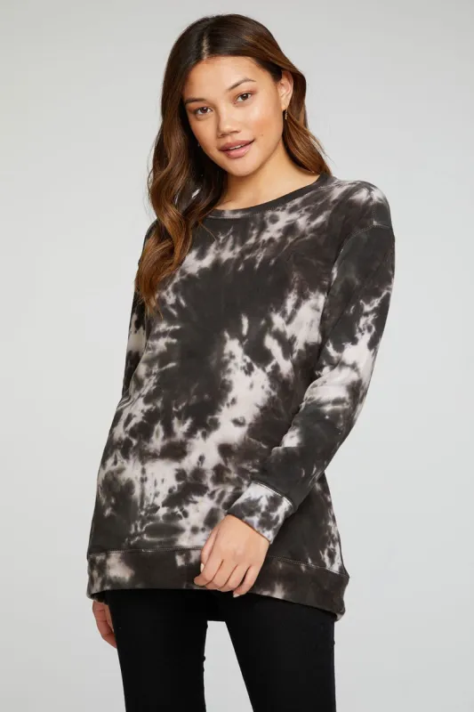 Cotton Fleece Long Sleeve Crew Neck Hi Lo Pullover sold by Chaser