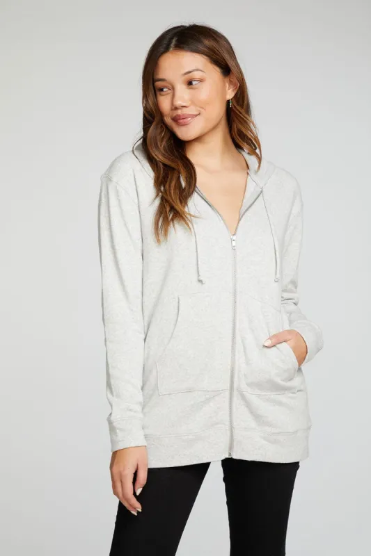 Cotton Fleece Long Sleeve Zip Up Tunic Length Hoodie sold by Chaser
