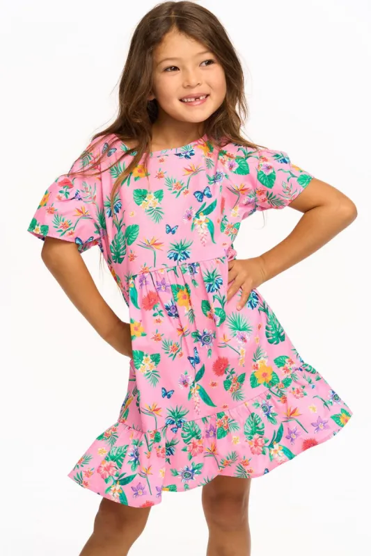 Niki Tropical Floral Short Sleeve Dress - Pink Lemonade sold by Chaser