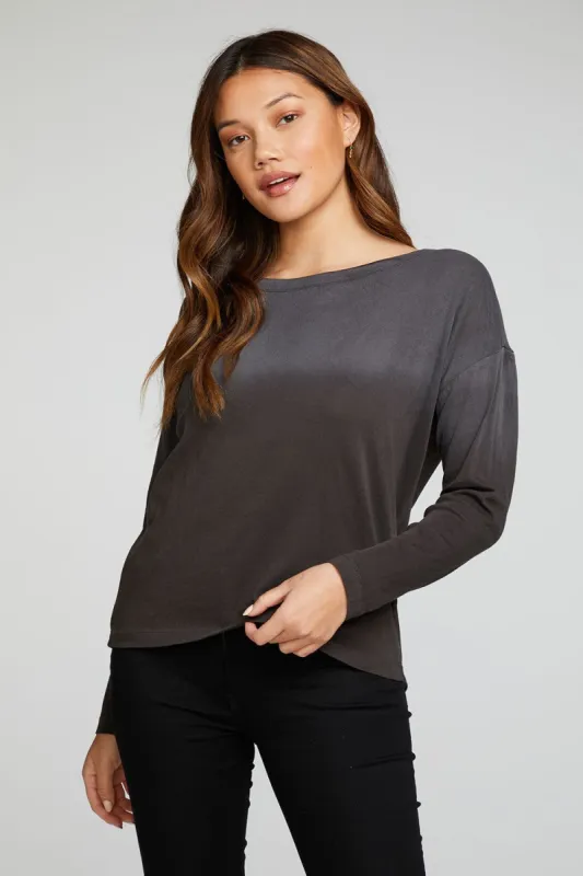 Cloud Jersey Long Sleeve Drop Shoulder Open Neck Tee sold by Chaser