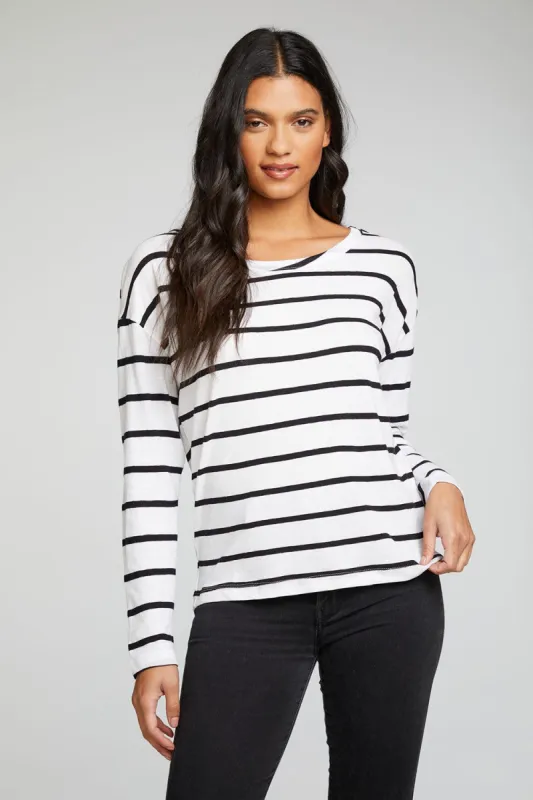 Cloud Jersey Long Sleeve Drop Shoulder Open Neck Tee sold by Chaser