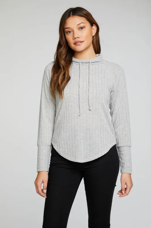 Poor Boy Rib Long Sleeve Funnel Neck Raglan Shirttail Pullover sold by Chaser