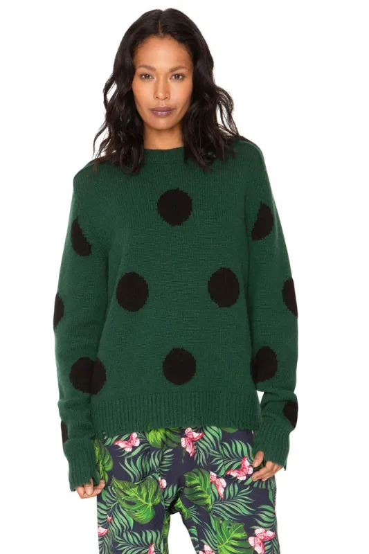 Polka Dot Distressed Cashmere Sweater - Forest & Black sold by Chaser