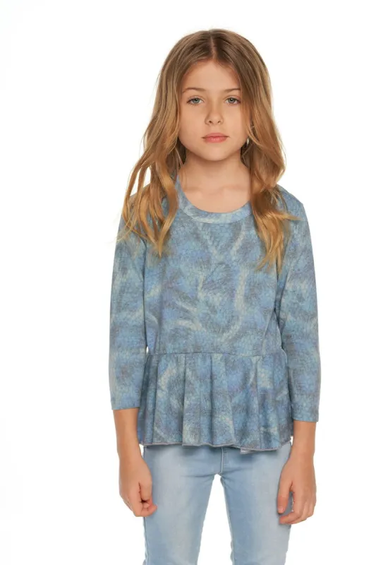 Girls Rpet Vintage Jersey Long Sleeve Peplum Tee made by Chaser