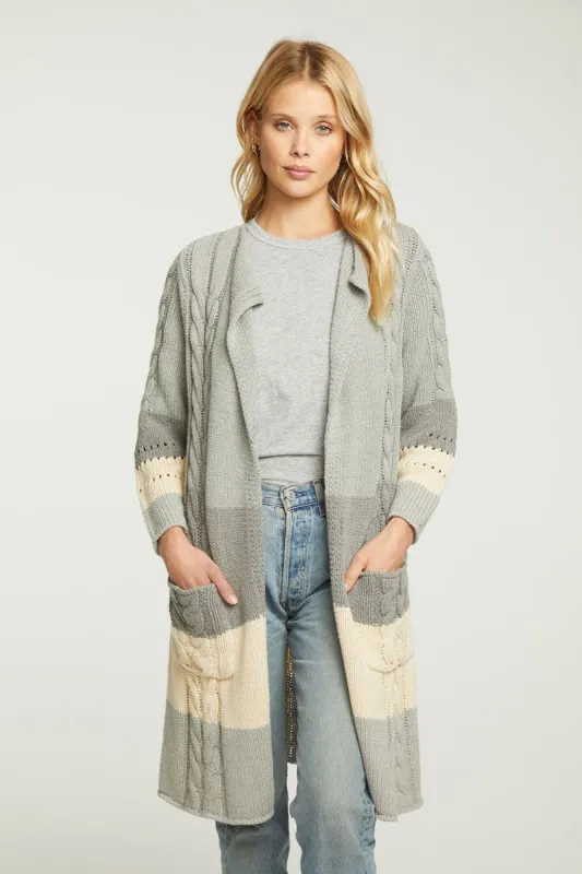 Cotton Blend Open Front Duster with Pockets sold by Chaser