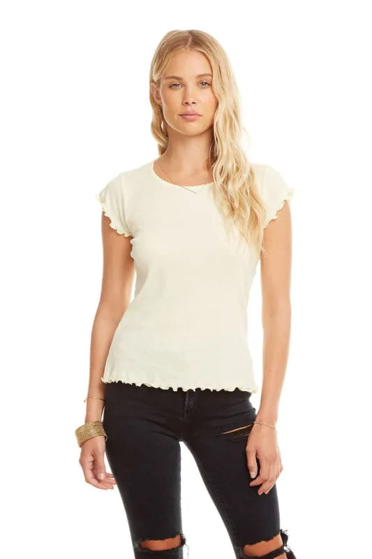 Baby Rib S/S Flouncy Crew Neck Tee sold by Chaser