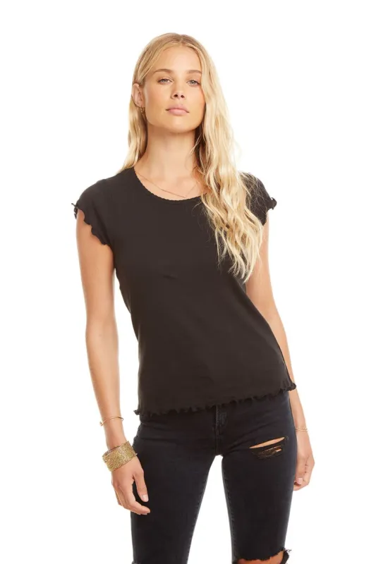 Baby Rib S/S Flouncy Crew Neck Tee sold by Chaser