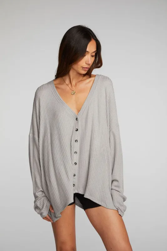 Thermal Waffle Long Sleeve Button Down sold by Chaser