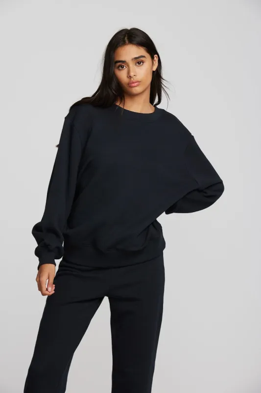 Zuma Cotton Terry Crewneck Pullover with Distressed Detail Long Sleeve sold by Chaser