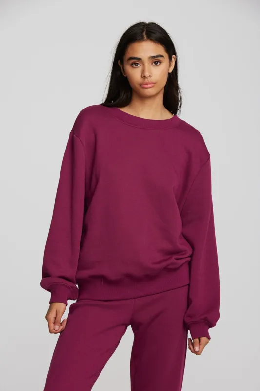 Zuma Cotton Terry Crewneck Pullover with Distressed Detail Long Sleeve sold by Chaser