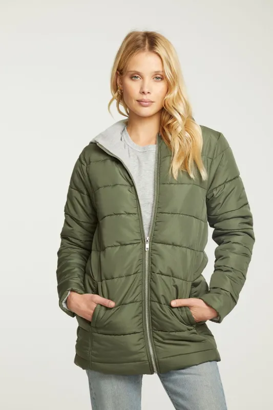 Quilted Hooded Long Puffer Zip Up Jacket sold by Chaser