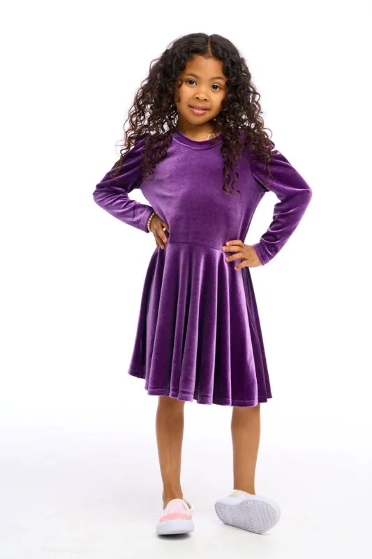 Stretch Velvet Bow Detail Puff Sleeve Dress sold by Chaser