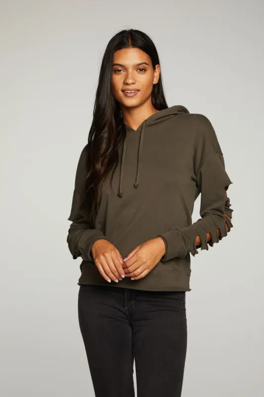 Cotton Fleece Vented Long Sleeve Pullover Hoodie sold by Chaser