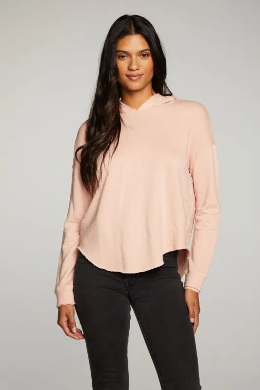 Linen French Terry Long Sleeve Shirttail Pullover Hoodie sold by Chaser